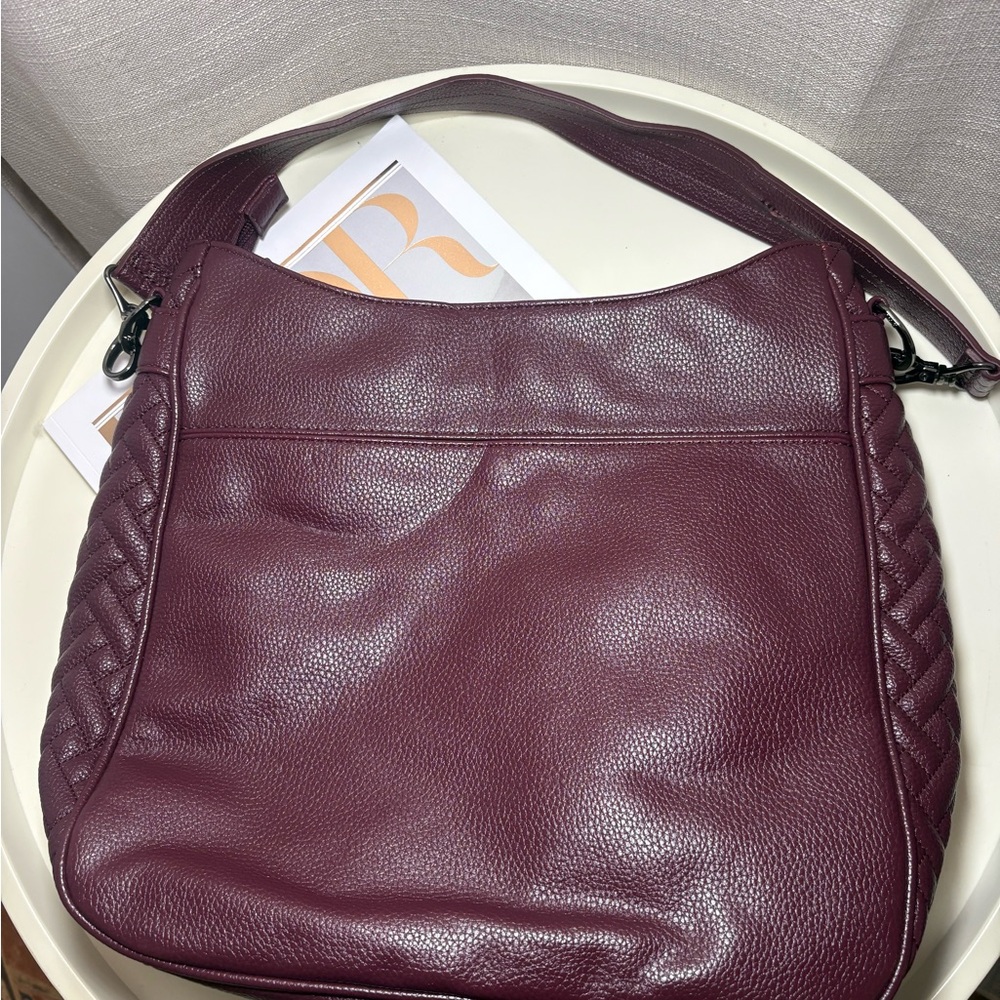 Lug Purple Shoulder Bag with Zipper & Braided Accents Matte Finish Women's Large - Picture 11 of 16